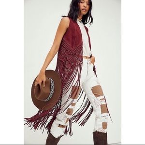 Free People Fable Suede Braided Leather Vest